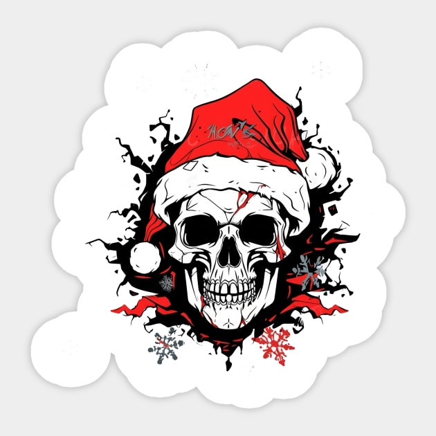 Christmas Celebration with a Skull Twist Sticker by ragil_studio